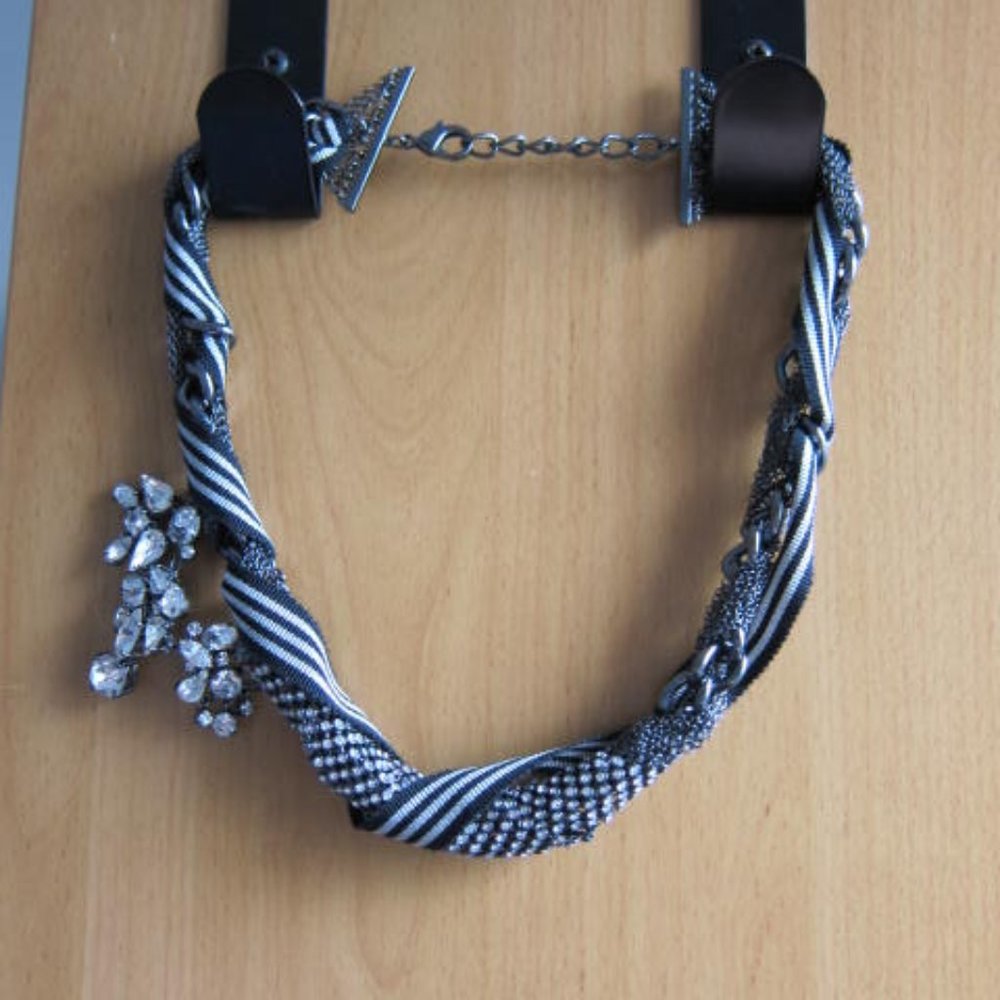 Ann Taylor Rhinestone and Ribbon Necklace